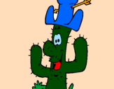 Disegno Cactus con il cappello  pitturato su clo