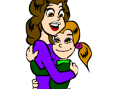 Disegno Madre e figlia abbracciate pitturato su roberta 65