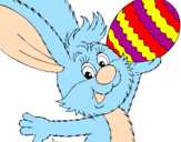 Disegno Coniglio e uovo di Pasqua II pitturato su di