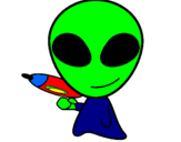 Disegno Alieno II pitturato su davide