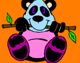 Disegno Orso panda  pitturato su dafne