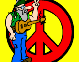 Disegno Musicista hippy  pitturato su GIORGIA 98