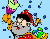 Disegno Babbo Natale con la sua campana  pitturato su anónimo