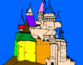 Disegno Castello medievale  pitturato su carmine.