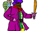 Disegno Pirata con il pappagallo  pitturato su davideman