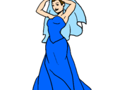 Disegno Fidanzata III pitturato su sposa blu
