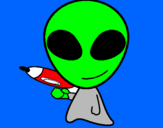 Disegno Alieno II pitturato su francy