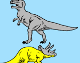 Disegno Triceratops e Tyrannosaurus Rex pitturato su michael