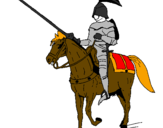Disegno Cavallerizzo a cavallo  pitturato su claudio