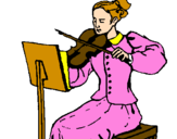 Disegno Dama violinista  pitturato su ALLISSA