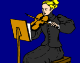 Disegno Dama violinista  pitturato su angelica