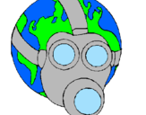 Disegno Terra con maschera anti-gas  pitturato su elisa