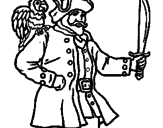 Disegno Pirata con il pappagallo  pitturato su Gen