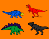 Disegno Dinosauri di terra  pitturato su stefabno