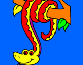 Disegno Serpente avvinghiata ad un albero  pitturato su gaia  e  pablo