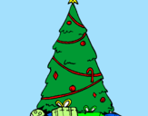 Disegno Abete con decorazioni natalizie  pitturato su LUKA
