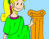 Disegno Giovane romana pitturato su giusi