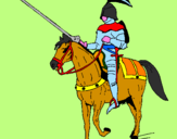 Disegno Cavallerizzo a cavallo  pitturato su daniele