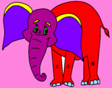 Disegno Elefante felice  pitturato su melissa
