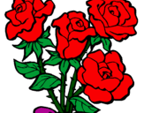 Disegno Mazzo di rose  pitturato su silvia 
