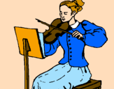Disegno Dama violinista  pitturato su giusy