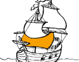 Disegno Barca  pitturato su luca