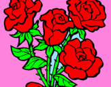 Disegno Mazzo di rose  pitturato su tridimensionale