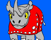 Disegno Rinoceronte  pitturato su MARTINA