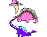 Disegno Tre specie di dinosauri  pitturato su MEME