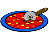Disegno Pizza pitturato su laura
