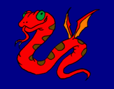 Disegno Serpente con le ali  pitturato su lorenzo c.