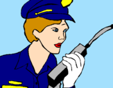 Disegno Polizia con il walkie talkie pitturato su nancy