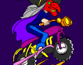 Disegno Strega in motocicletta  pitturato su lalla
