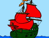 Disegno Barca  pitturato su lamu