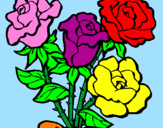 Disegno Mazzo di rose  pitturato su martina