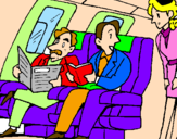 Disegno Passeggeri nell'aereo  pitturato su michela