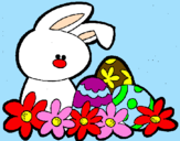 Disegno Coniglietto di Pasqua  pitturato su elena
