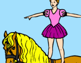 Disegno Trapezista in groppa al cavallo pitturato su Laura