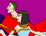 Disegno Cesare e Cleopatra  pitturato su arianna