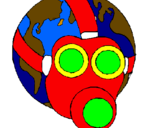 Disegno Terra con maschera anti-gas  pitturato su SILVANA
