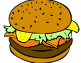 Disegno Hamburger completo  pitturato su snoopy