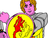 Disegno Cavaliere dallo scudo con leoni  pitturato su leo