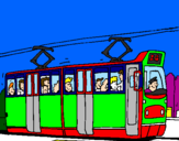 Disegno Tram con passeggeri  pitturato su CRISTIANO