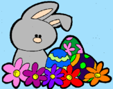 Disegno Coniglietto di Pasqua  pitturato su SARA