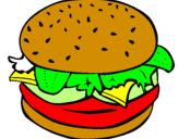 Disegno Hamburger completo  pitturato su LUCA