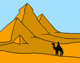 Disegno Paesaggio con le piramidi  pitturato su simona