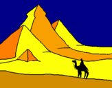 Disegno Paesaggio con le piramidi  pitturato su eddy