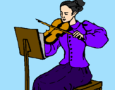 Disegno Dama violinista  pitturato su titti