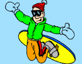 Disegno Salto con lo snowboard pitturato su samuele  e   lucamaria