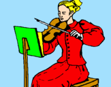Disegno Dama violinista  pitturato su margherita